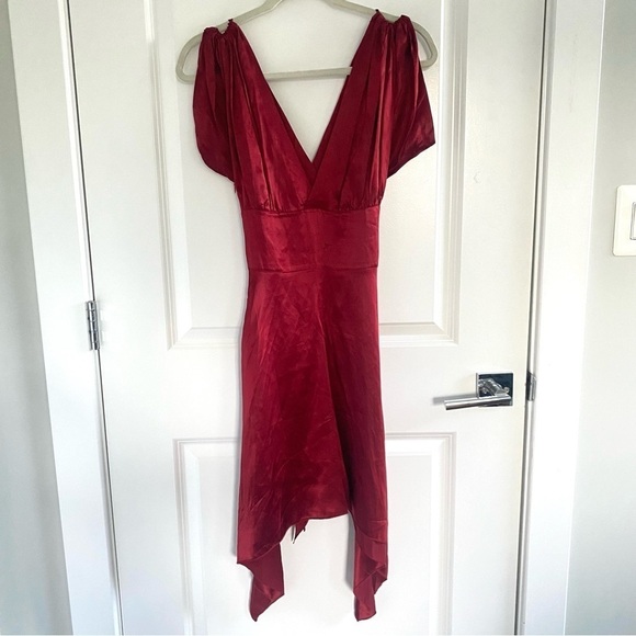 Trashy Diva Obi Dress Crimson Red Silk - Picture 3 of 5